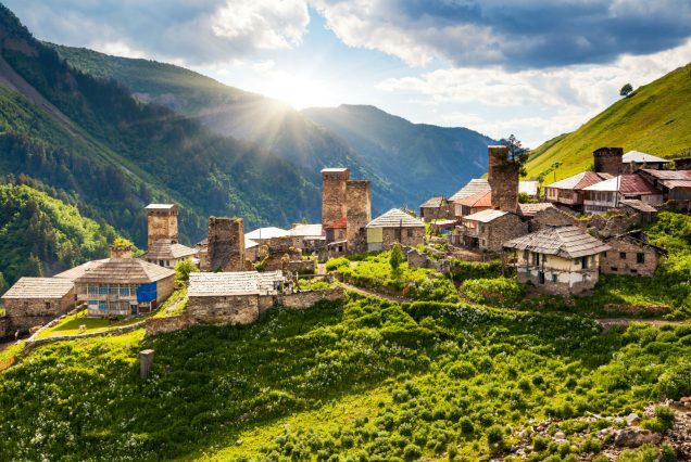 view of the village adishi upper svaneti georgia