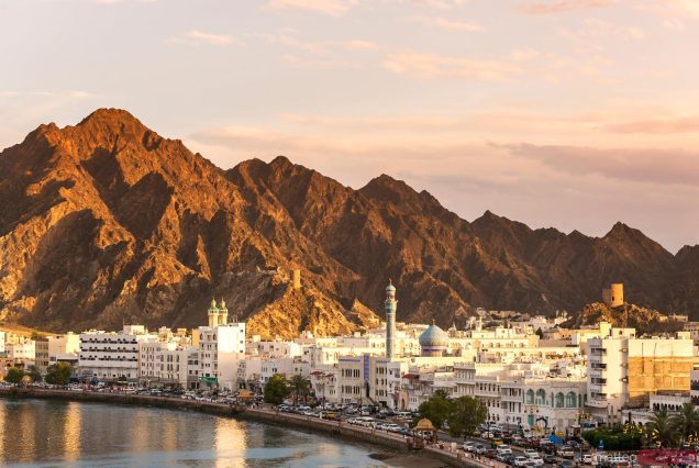 View of Muscat town at sunset Oman