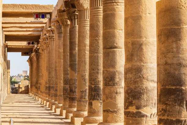 Africa, Egypt, Aswan. Philae Temple on Agilkia Island in the Nile River.