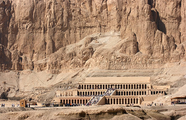 sunny scenery including the Mortuary Temple of Hatshepsut in Egypt