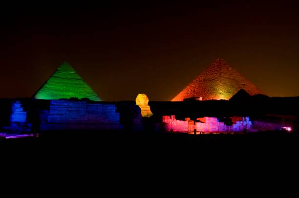 Sounds and lights in Giza night light show on the pyramids and sphinx Egypt